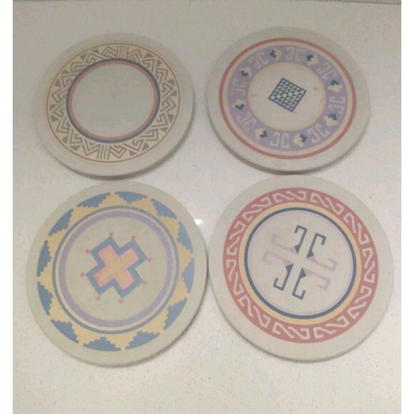 Coaster Stone Southwestern Style Aztec Design Cork Rubber Backing Set of 4 - Picture 5 of 13